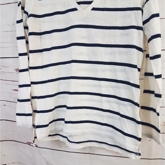 MADEWELL Black White Striped V-Neck Top - Picture 5 of 5